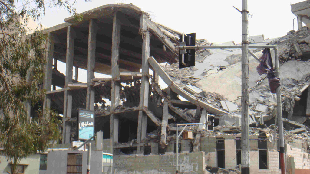 destroyed building in gaza