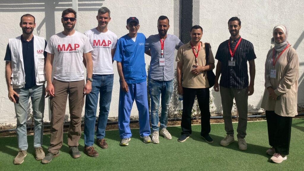 Team of medics at MAP headquarters, Deir Balah, Gaza