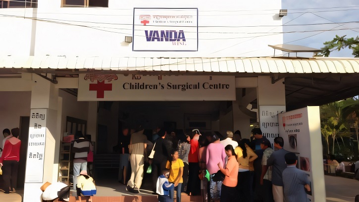 Outside the children's surgical centre in Penom Penh Cambodia